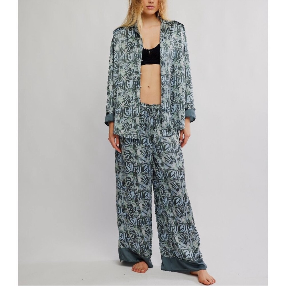 Free People Intimately Dreamy Days Pajama Set in Sea Foam Combo